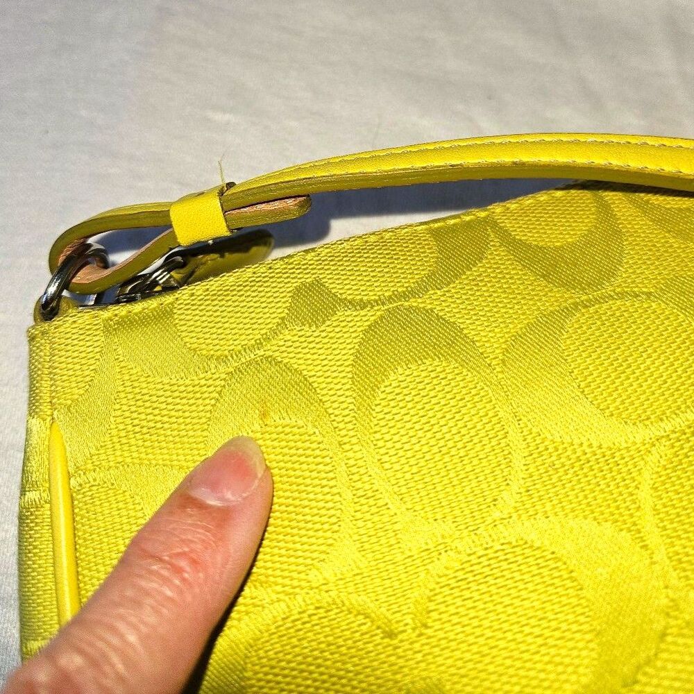 Coach Yellow Lime Demi Leather Bottom Y2K Purse Shoulder Bag #6094 - Picture 5 of 9